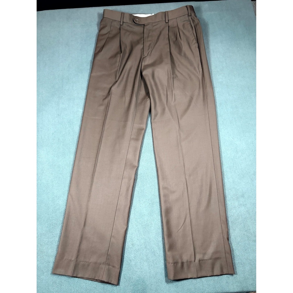 Giorgio De Paoli Dress Pants Men's 33 Brown Pleated Straight Leg Career Business